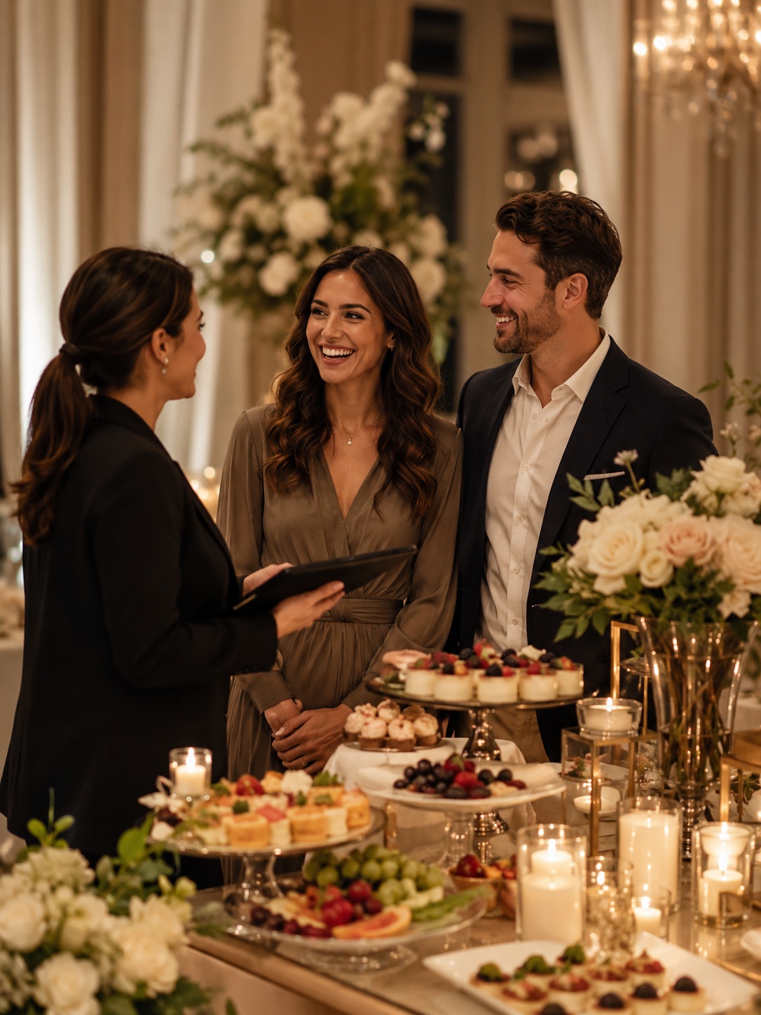 Events and catering inquiry details organized with menu notes, staffing cards, and AI assistants